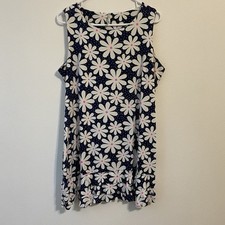 Lulu B Sleeveless UPF 50 Navy Daisy Dress With Ruffles Size XL