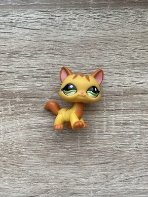 Authentic Vintage Hasbro Littlest Pet Shop LPS #1137 Yellow Orange Striped Cat