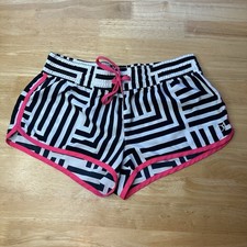 OP Ocean Pacific Vintage Girls Short Black White Hot Pink Size S Small