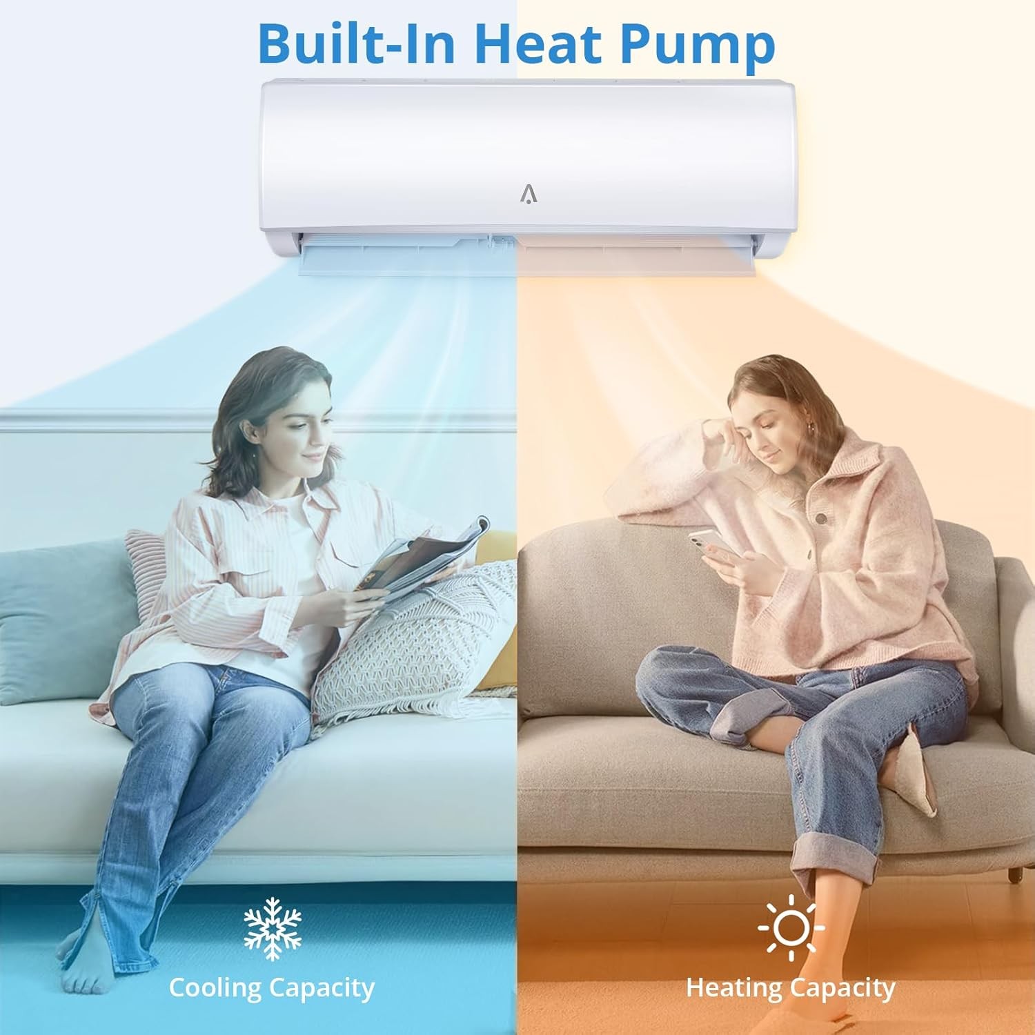 12000BTU 110V Ductless Mini Split Air Conditioner SEER2 20 WiFi Alexa ...