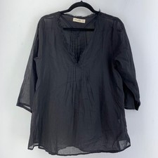 Natural Life Ethereal Boho Cotton Gauze Pintuck Tunic Boho Raw Edge Top S/M