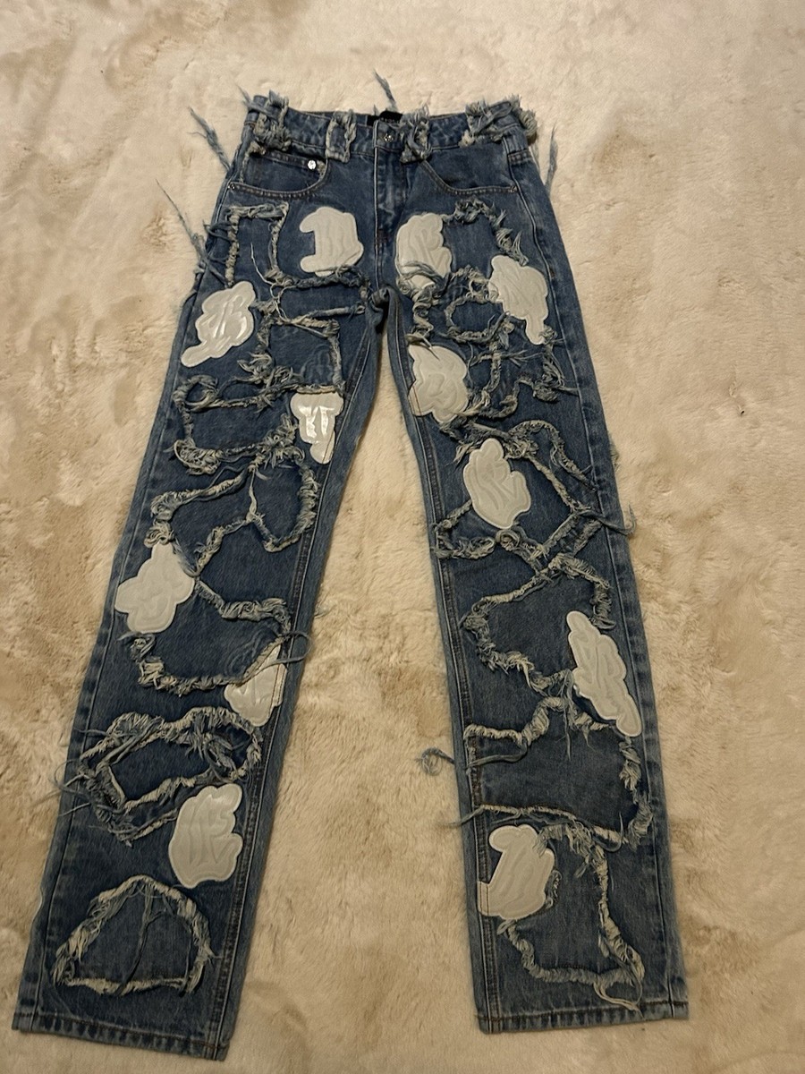 Racer Worldwide Definitive Patch Jeans Blue Size 26 Unisex | eBay