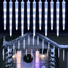 White Christmas Icicle Lights, 13FT 20 Tubes 90 LED 8 Modes Icicle Lights with