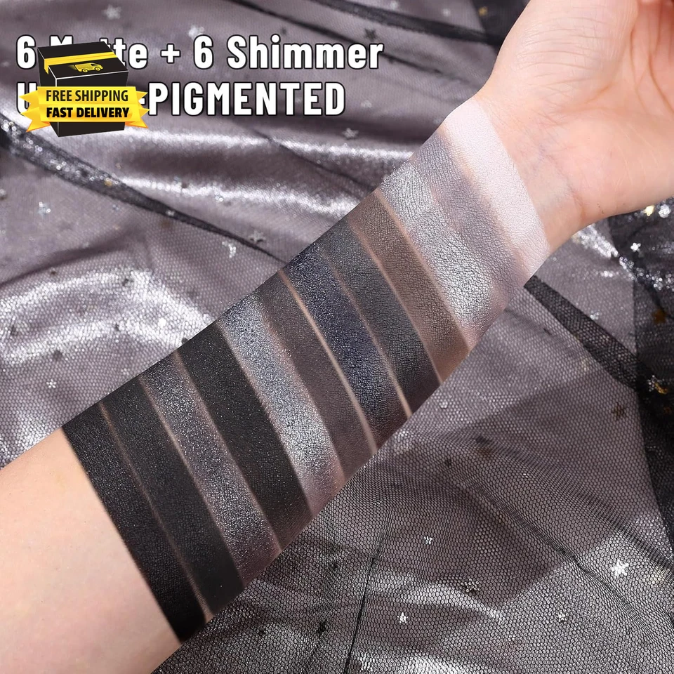 Smokey Eyeshadow Palette, Dark Black White Gray Silver Natural Nude Matte Shimme - Image 3 of 4