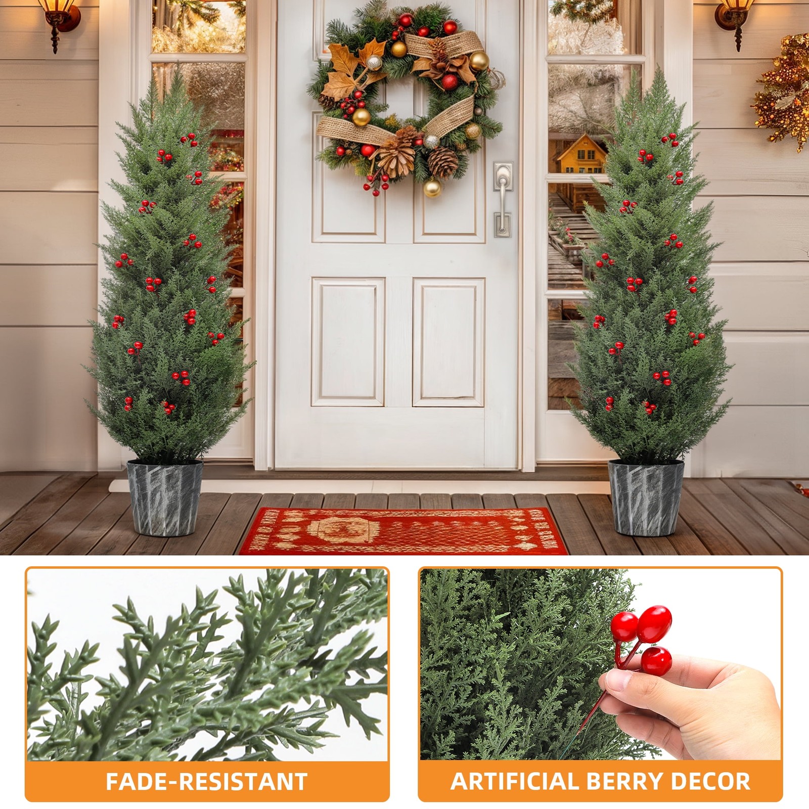 Uforic 4FT Artificial Topiary Tree ,Outdoor UV Resistant Artificial 