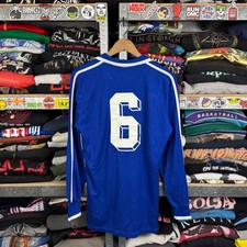 ERIMA 80s TEMPLATE FOOTBALL SHIRT SOCCER JERSEY VINTAGE LONG SLEEVE BLUE SIZE L