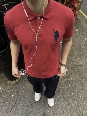 US Polo Assn Herren Poloshirt Größe M lockerer Fit Rot Big Pony Preppy Old Money