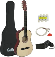 38" New Beginners Acoustic Guitar with Guitar Case, Strap, Tuner and Pick (Natur