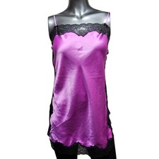 Victoria's Secret Chemise Women M Purple Satin Lace Trim Slip Dress
