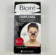 Bior  Biore Charcoal Deep Cleansing Pore Strips Blackhead Oil Skincare 6 Count
