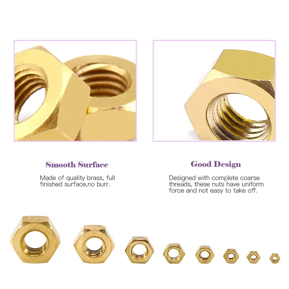 Sechskantmuttern Messing DIN 934 MS M2 M3 M4 M5 M6 M8 M10 M12 Muttern - Bild 3 von 4