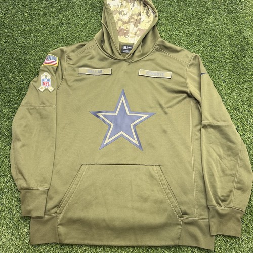 Nike Dallas Cowboys NFL On Field Hoodie Mens Large Green Camo Salute Service