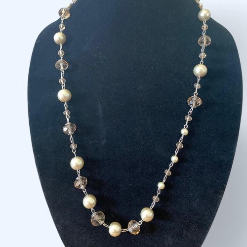 38" beaded faux pearl necklace