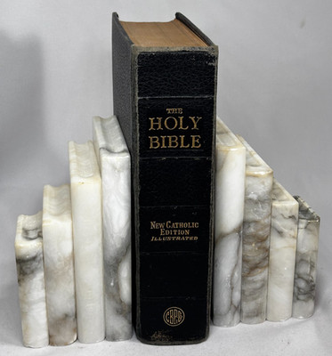 Vintage Gray & White Marble Bookends 5.5'' tall - 7 pounds - Nice Looking !