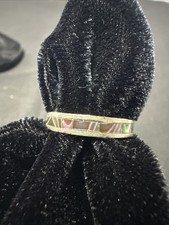 Vtg Sterling Silver Abalone MOP Ring Band 1/8  Wide Size 5.75 Stackable R-1