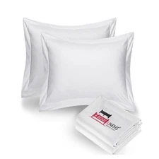 European Square Pillow Shams Set – White Solid Egyptian Cotton Envelope Closu...