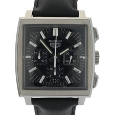 TAG Heuer Monaco Chronograph CS2111 Black 38mm Automatic Men's Watch + B&P