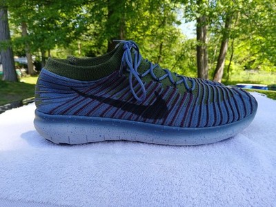 Men's sz 14 Nike Free RN Motion Flyknit Running Shoes - MINT (Blue Fox Green) 