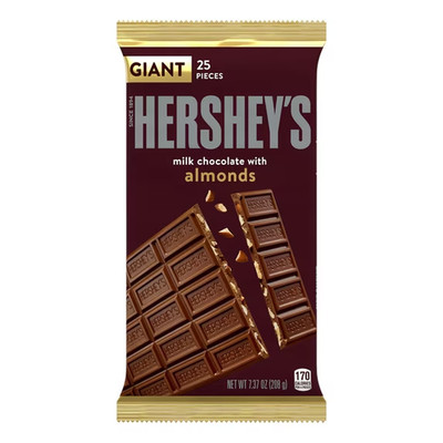 Hershey s Milk Chocolate With Almonds Giant Candy Bar- 7.37 Oz. 25 Pieces