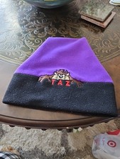 1998 VTG Looney Tunes Warner Bros Taz Beenie Purple Black Stocking Hat Pre-owned