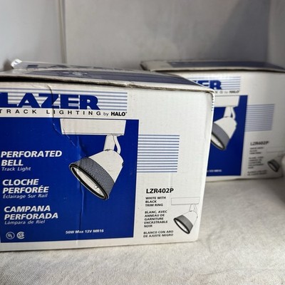 Set Of 2 Lazer Perforated Bell Track Lights Halo LZR402P White No Bulbs
