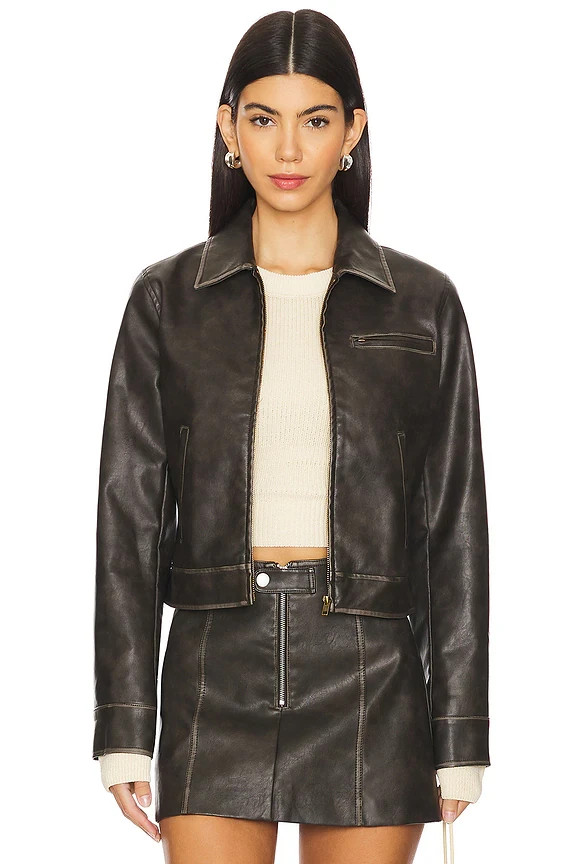 NIA Dallas Jacket in Mink Faux Leather S NWT $144