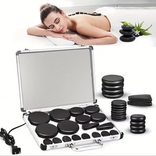 New 18-Piece Hot Stone Massage Set with Heater  4 Sizes Basalt Stones