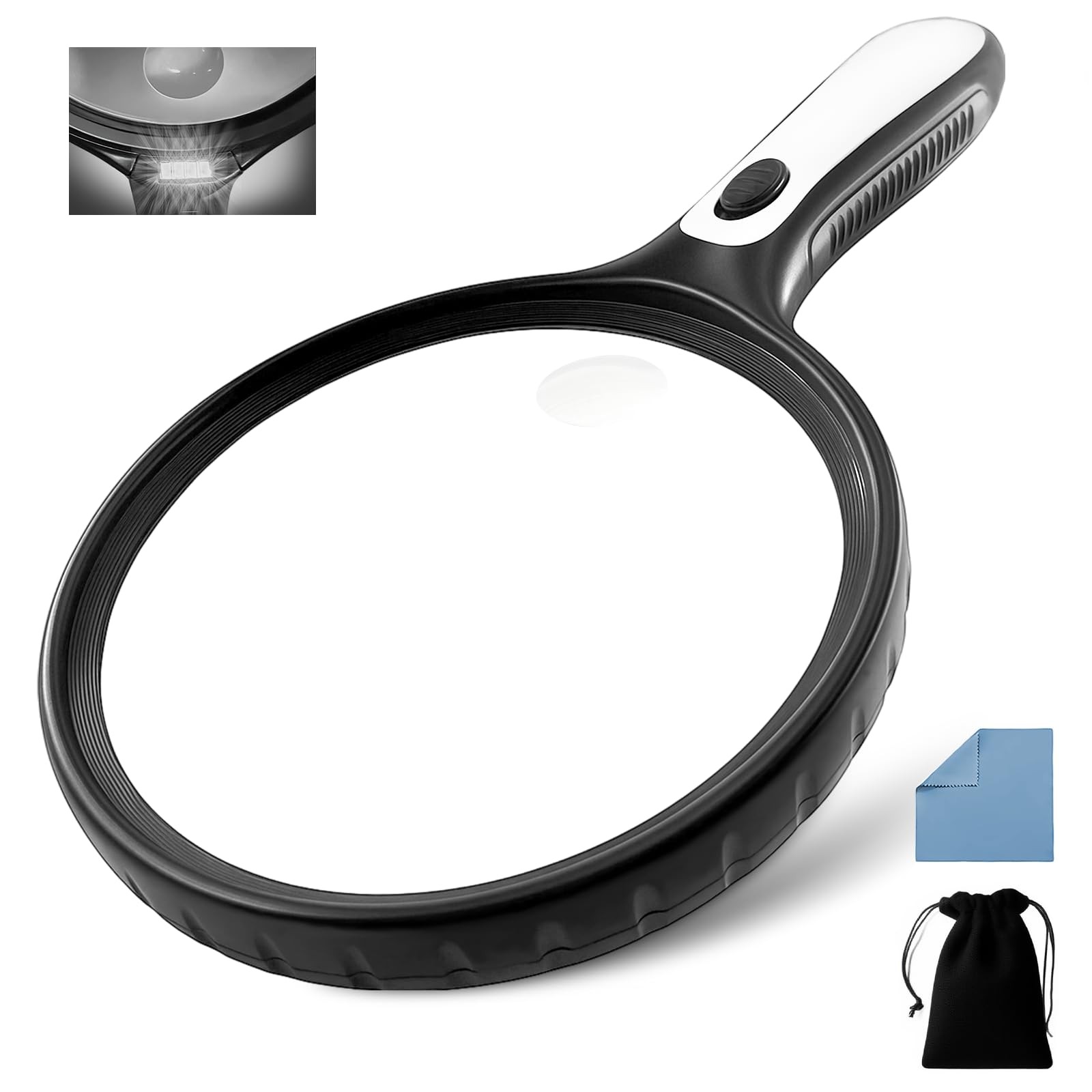 Zeeorymn Magnifying Glass Large Diameter 145mm 30X 145 Millimeters, Black