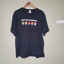 Vintage Mario Brothers Mushroom Shirt 2003 Y2k Mens XL Black Retro Nintendo