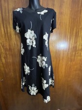 VTG 90s Jessica Howard Black Floral Midi Shift Dress 6