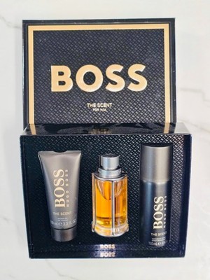 New Boss The Scent set includes spray bottle, shower gel & deodorant spray