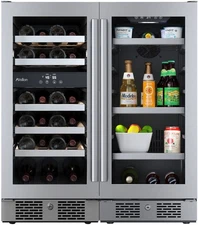 Avallon AWCBV2386 30"W 23 Bottle Dual Zone Wine Cooler and 86 Can - Stainless