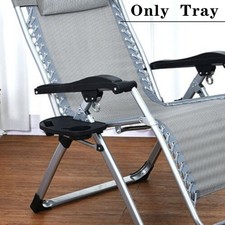 Reclining Sun Lounger Outdoor Garden Folding Gravity Chair Tray Holder Portable