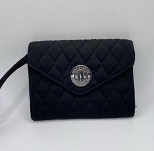 VERA BRADLEY Quilted Turn Lock Wristlet Wallet Black/ Black Interior