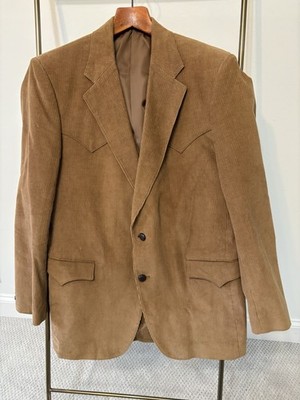 Circle S  Western Brown Corduroy Elbow Pad Sport Coat Jacket Sz 42L Vintage