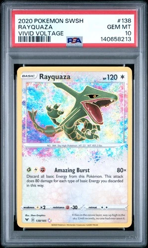 2020 POKEMON SWORD & SHIELD VIVID VOLTAGE #138 RAYQUAZA PSA 10