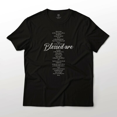 Blessed Are the Poor in Spirit Inspirational Catholic Cross Graphic Art T-Shirt