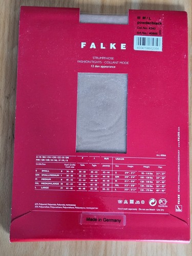Falke Pantyhose Tights - High Heel w/back seam Color Powder/Blk - Size M/L - NIP - Picture 2 of 3
