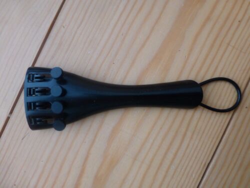 VIOLIN TAILPIECE, ALL BLACK WITH 4 FINE TUNERS, ANY SIZE 4/4 - 1/16, UK SELLER! - Picture 1 of 3