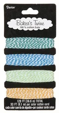 Bakers Twine Cotton, Tutti Fruitti Mix, 30' Each (9.1m), 120' Total, 100% Cotton