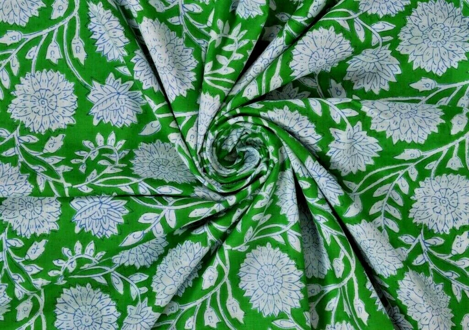 Индийский хлопок вуаль ткань ручной блок цветочный принт швейный материал для рукоделия 5 ярдов - Изображение 4 из 4