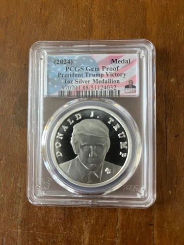 Official Donald Trump Victory 1oz Silver PCGS Gem Proof Medallion 47th President