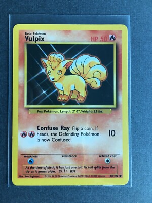 Vulpix 1st Edition *HP Error* 1999 Base Set Pokemon Card 68/102 NM