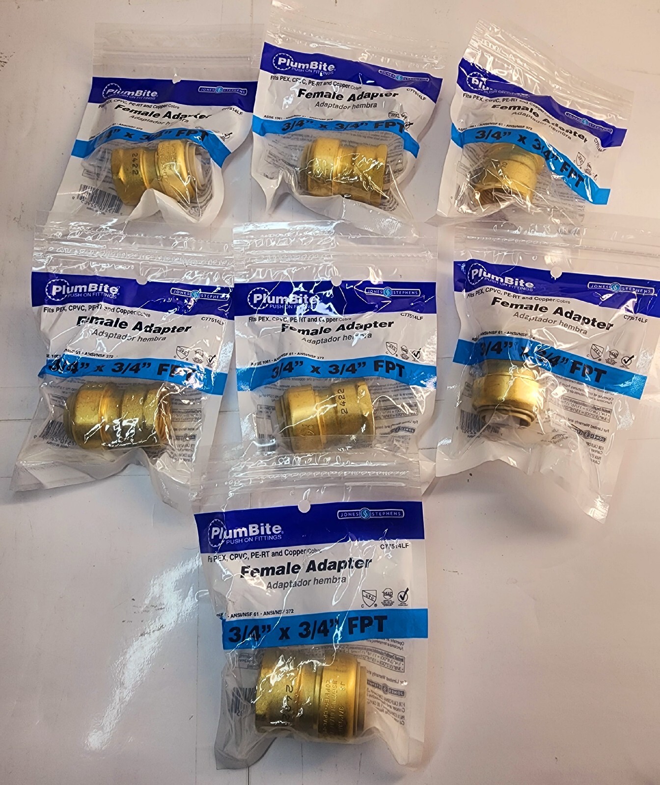 NEW-Jones Stephens C77514LF 3/4" x 3/4" FPT (Bagged) PlumBite Push ...