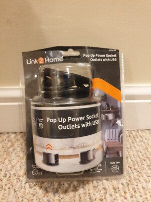 Link2Home Space Saver Pop Up-Outlet 15 Amp, 2 USB Ports 2.4 Amp Splash Resistant
