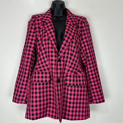 Balenciaga Hourglass Single Breasted Blazer Pink Black Gingham