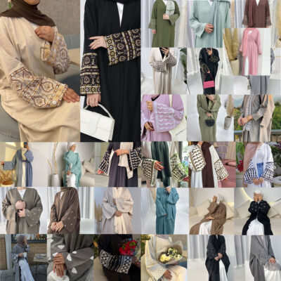 Embroidery Abaya Dubai Kaftan Embroidery Maxi Dress Women Muslim Kimono Cardigan