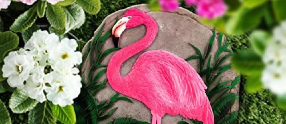 Spoontiques - Arredamento da Giardino - Fenicottero Stepping Stone - Pietra Deco