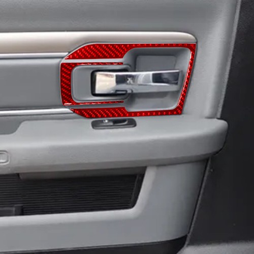 Red Carbon Fiber Rear Door Handle Frame Trim For RAM 1500 2013-2015 Accessories - Imagen 8 de 11