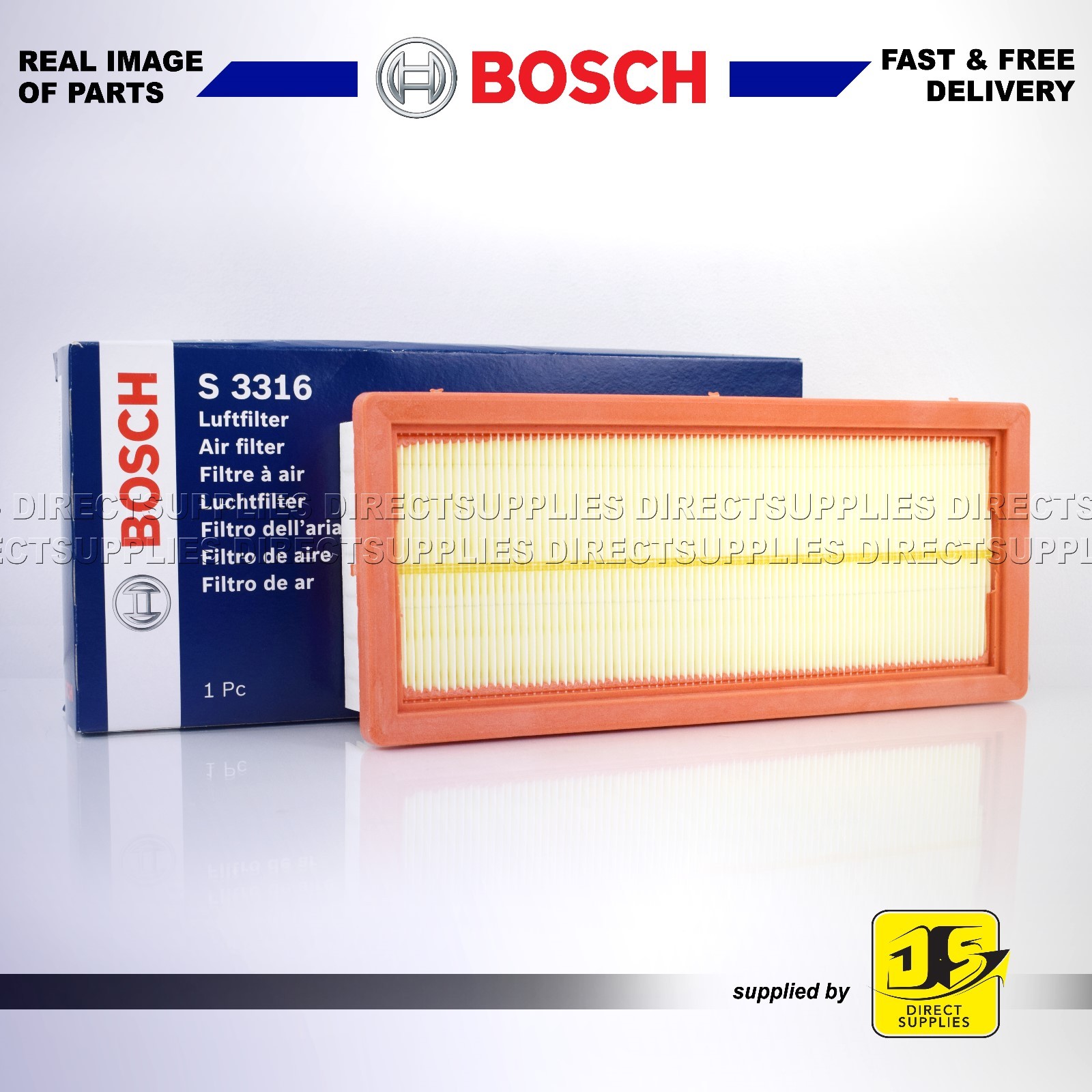 BOSCH AIR FILTER FOR FIAT PANDA PUNTO LANCIA YPSILON 1.2 ZASTAVA 10 1.2 S3316
